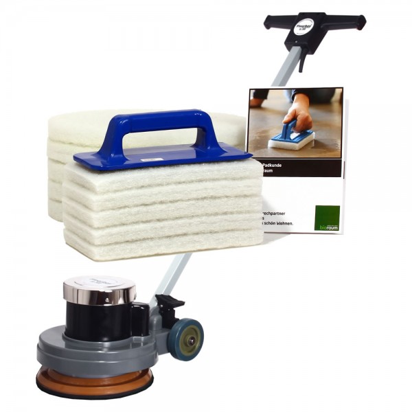 Floorboy 300 XL Polierset, Poliermaschine mit Handpadhalter, Pads, Anleitungen und Padkunde