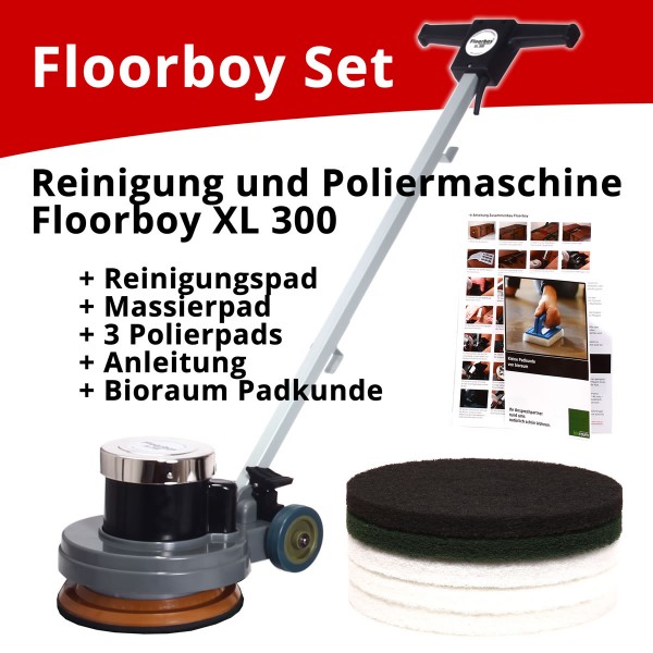 Floorboy XL 300 Reinigungs- und Poliermaschinen Set mit Anleitungen, Pads und Padkunde von Bioraum